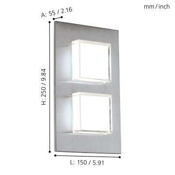 Eglo 93365 - Applique murale LED extérieure PIAS 2xLED/2,5W/230V IP44