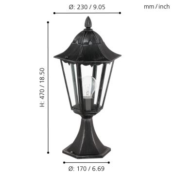 Eglo - Lampadaire extérieur 1xE27/60W/230V IP44