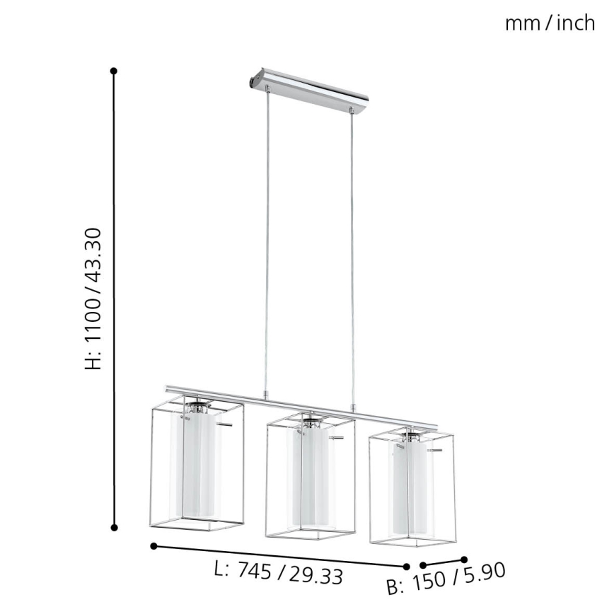 Eglo - Hanglamp 3xE27/60W/230V