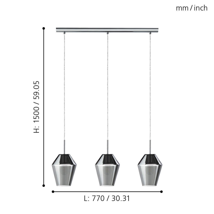 Eglo - Suspension 3xE27/28W/230V