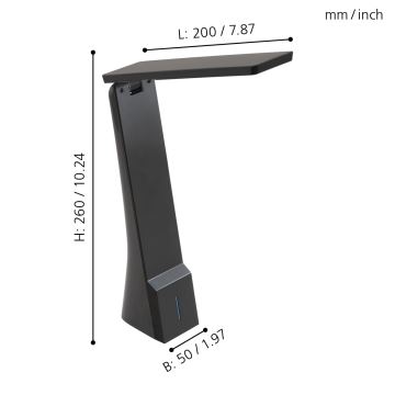 Eglo - Lampe de table à intensité variable LED 1xLED/1,8W/230V noire