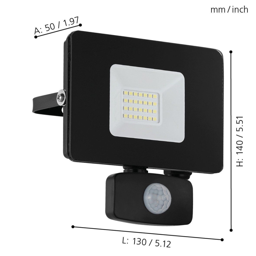 Eglo - Projecteur avec détecteur LED/20W/230V IP44