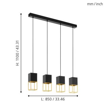 Eglo - LED Hanglamp aan draad 4xGU10/5W/230V