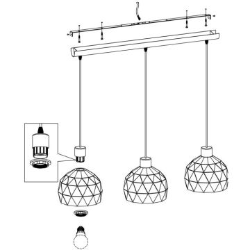 Eglo - Lustre avec fil 3xE14/40W/230V