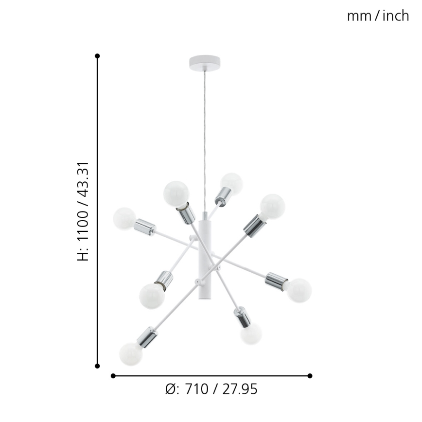 Eglo - Hanglamp aan koord 8xE27/60W/230V wit