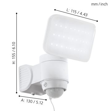 Eglo - Applique murale solaire LED avec détecteur LED/3,7V IP44