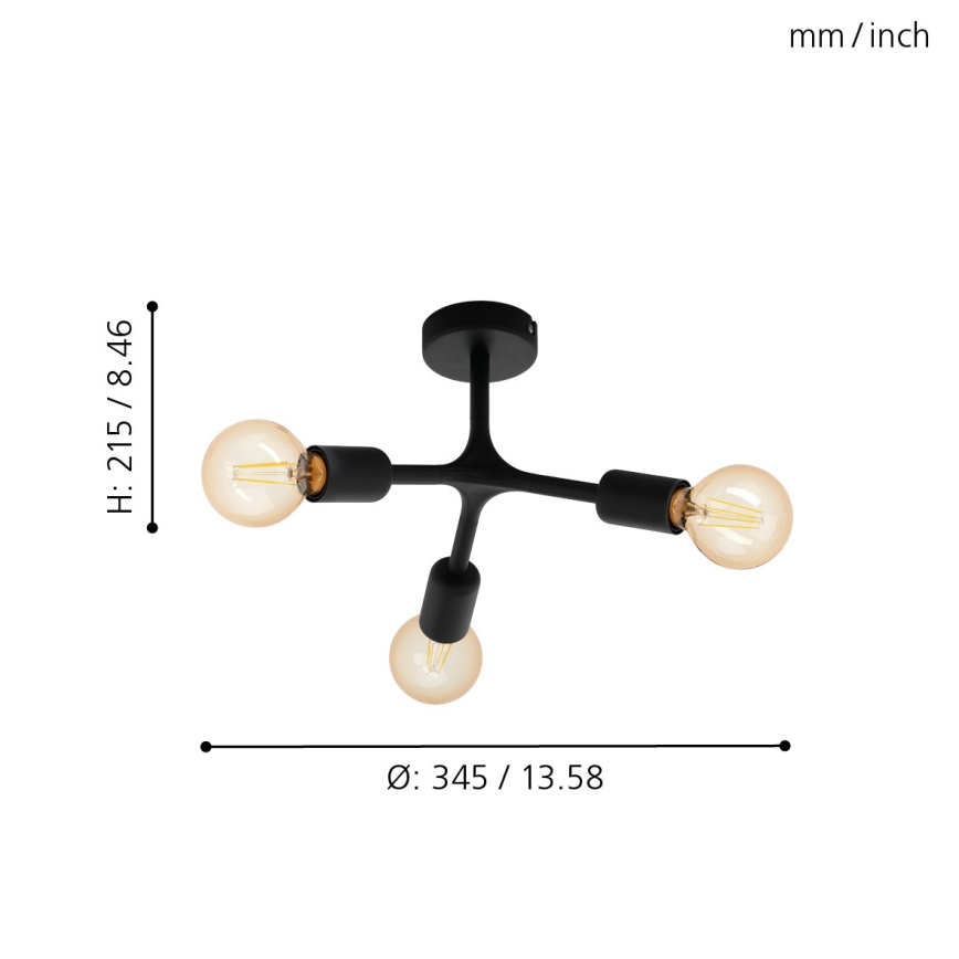 Eglo - Opbouw plafondlamp 3xE27/60W/230V