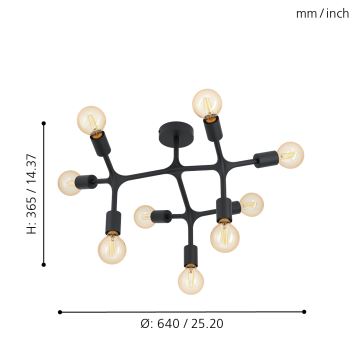 Eglo - Opbouw plafondlamp 9xE27/60W/230V