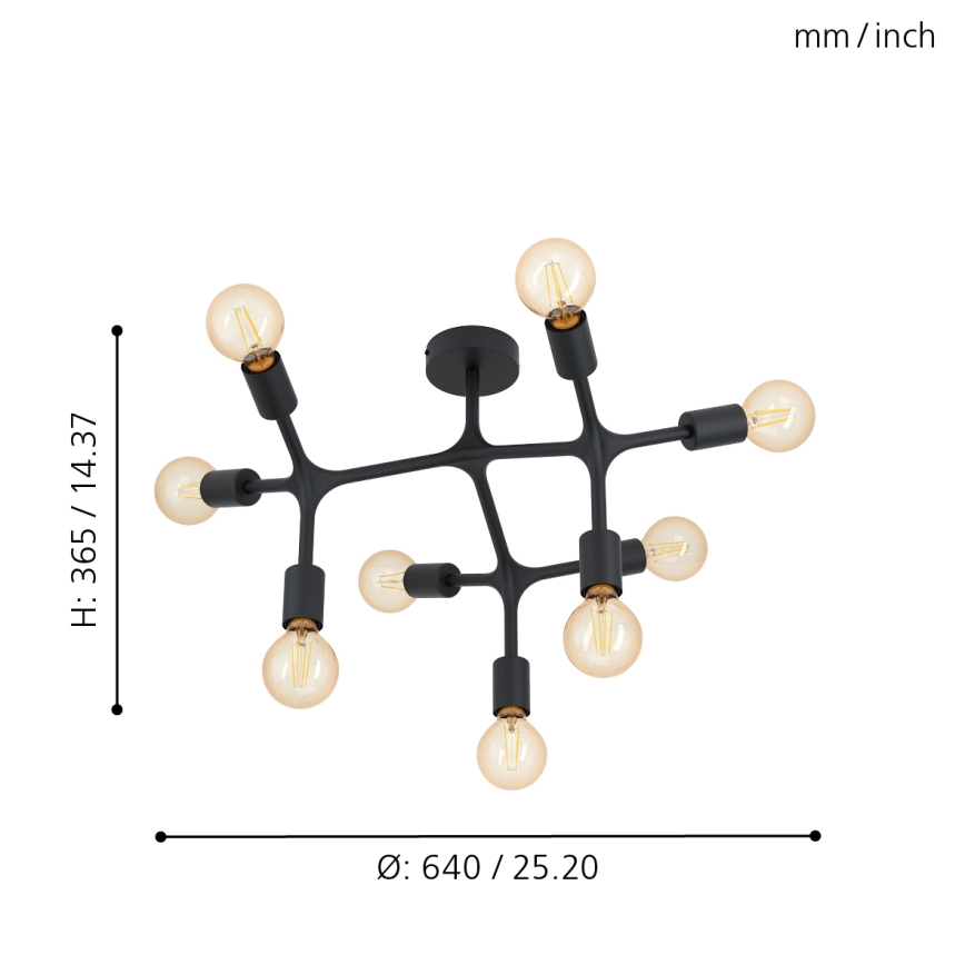 Eglo - Opbouw plafondlamp 9xE27/60W/230V