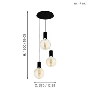 Eglo - Hanglamp aan koord 3xE27/40W/230V