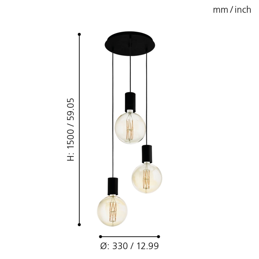 Eglo - Suspension avec fil 3xE27/40W/230V