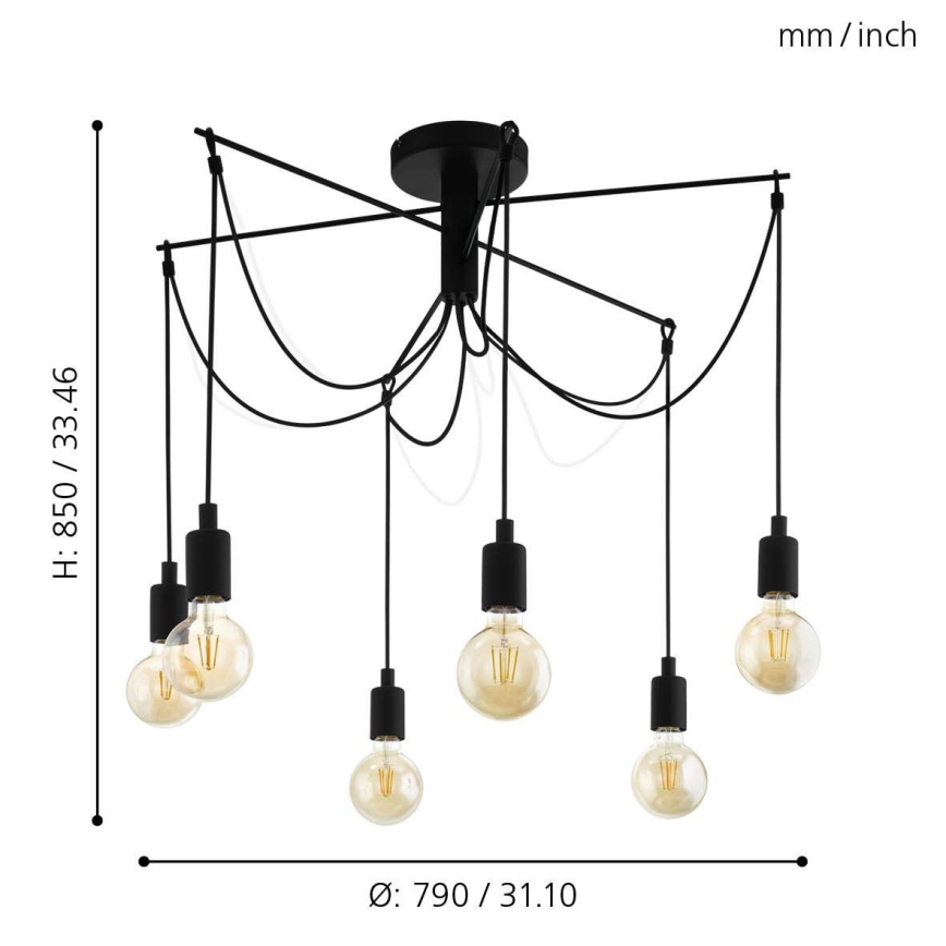 Eglo - Suspension avec fil 6xE27/60W/230V