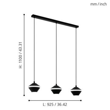 Eglo - LED Hanglamp aan koord 3xGU10/5W/230V