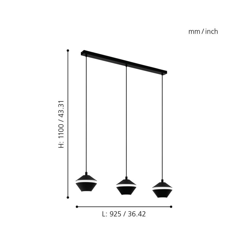 Eglo - LED Hanglamp aan koord 3xGU10/5W/230V