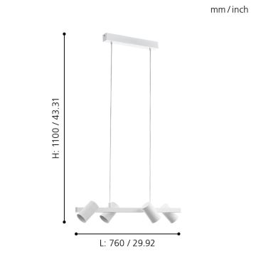 Eglo - Hanglamp aan koord 4xE14/25W/230V