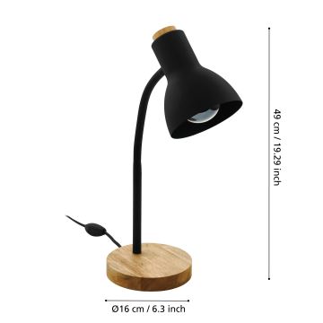 Eglo - Lampe de table 1xE27/40W/230V noir