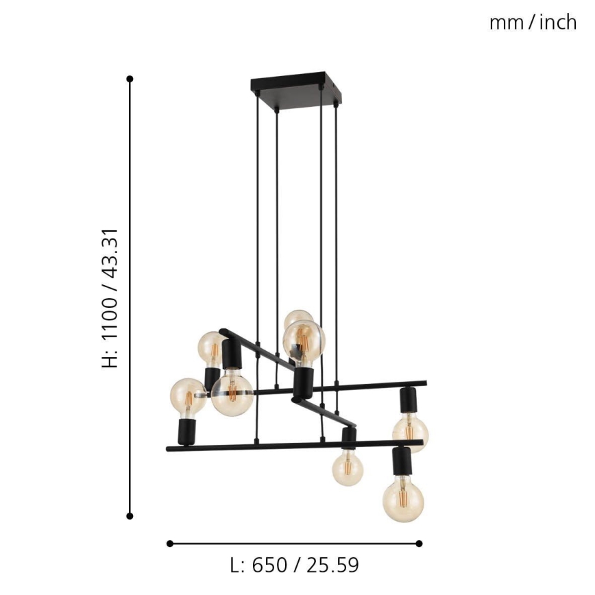 Eglo - Hanglamp aan koord 8xE27/40W/230V