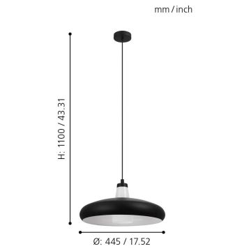 Eglo - Suspension filaire à intensité variable LED RGB TABANERA-C 1xE27/9W/230V