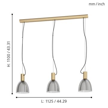 Eglo - Suspension avec fil 3xE27/40W/230V