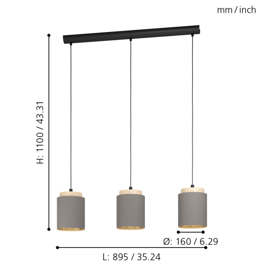 Eglo - Suspension avec fil 3xE27/40W/230V