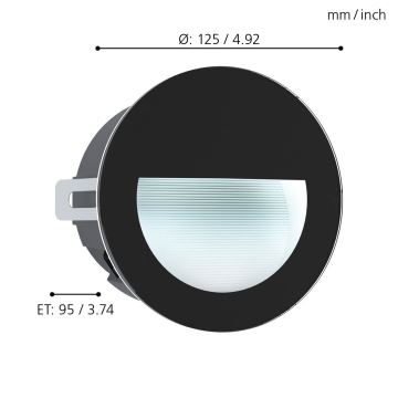 Eglo - LED Inbouw Lamp voor Buiten LED/2,5W/230V IP65 zwart