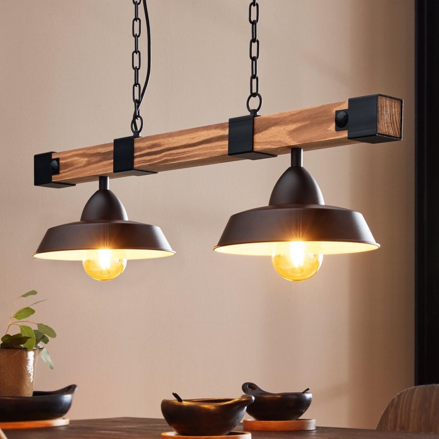 Eglo - Hanglamp aan een ketting 2xE27/60W/230V - FSC gecertificeerd