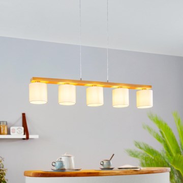 Eglo - Hanglamp aan een koord 5xE27/28W/230V - FSC gecertificeerd