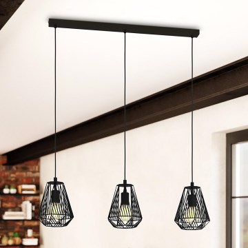 Eglo - Suspension filaire 3xE27/40W/230V noire