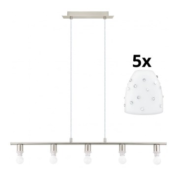 Eglo - Suspension filaire LED MY CHOICE 5xE14/4W/230V chrome/blanc