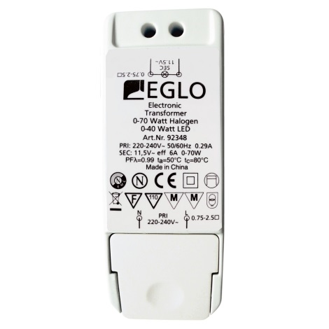Eglo - Transformateur électrique EINBAUSPOT 70W/230V/11,5V AC