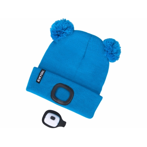 Extol - Bonnet avec lampe frontale et chargeur USB 300 mAh bleu