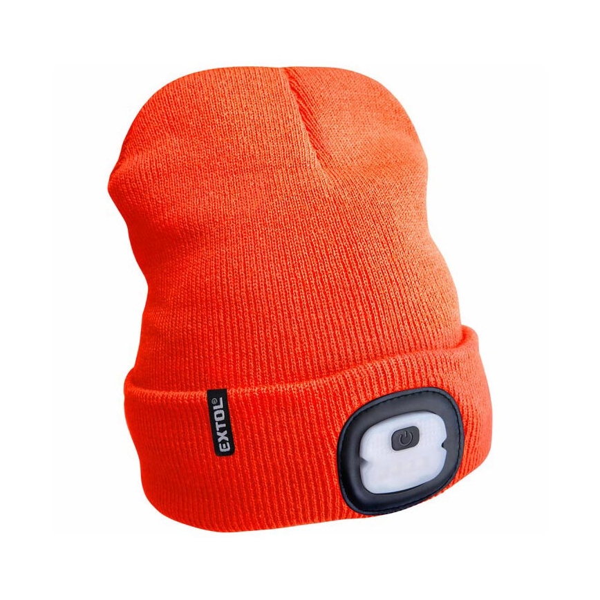 Extol - Chapeau avec lampe frontale et chargeur USB 250 mAh orange fluo taille UNI