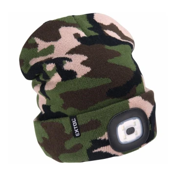 Extol - Chapeau avec lampe frontale et chargeur USB 300 mAh camouflage taille UNI