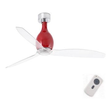 FARO 32029 - Ventilateur de plafond MINI ETERFAN rouge/transparent d. 128 cm + télécommande