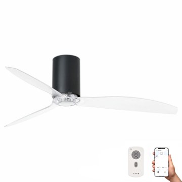 FARO 32041WP - Plafondventilator MINI TUBE FAN M zwart/doorzichtig diameter 128 cm SMART + afstandsbediening