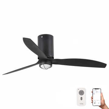 FARO 32043WP-10 - LED-plafondventilator MINI TUBE FAN LED/16W/230V Wi-Fi zwart d.128 cm SMART + afstandsbediening