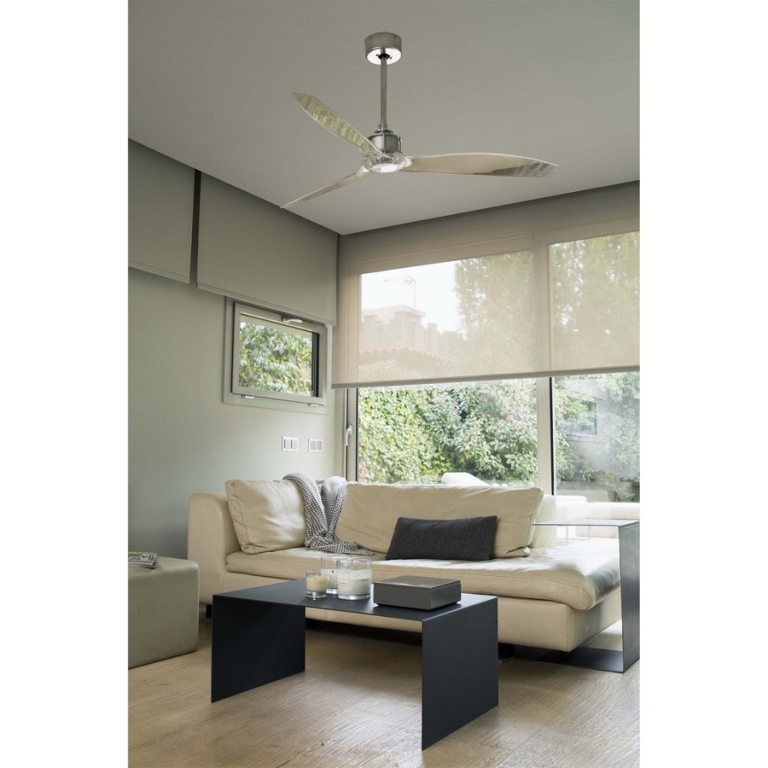 FARO 33394 - Ventilateur de plafond JUST FAN chrome brillant/transparent + télécommande