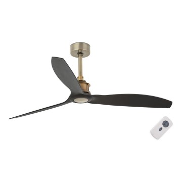 FARO 33417 - Ventilateur de plafond JUST FAN noir/doré d. 128 cm + télécommande