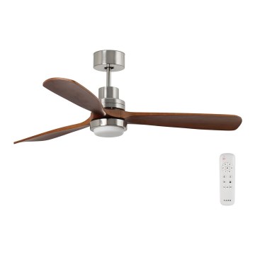 FARO 33463DC - LED Ventilateur de plafond LANTAU LED/12W/230V bois/chrome mat d. 168 cm + télécommande