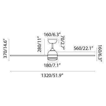 FARO 33524WP - LED Plafondventilator POROS L LED/19W/230V hout/wit d.132 cm SMART + afstandsbediening