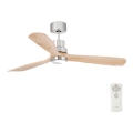 FARO 33560DC - Ventilateur de plafond LANTAU LED/15W/230V bois/chrome d.132 + télécommande