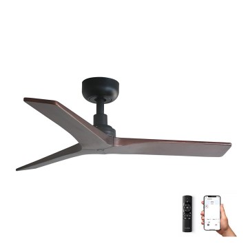 FARO 34278WP - Ventilateur de plafond KLIM S bois/noir d. 92,5 cm SMART + télécommande