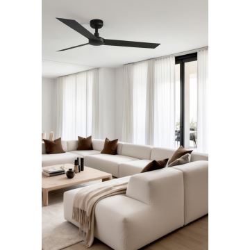 FARO 34291WP - Ventilateur de plafond CRUISER L noir d. 132 cm SMART + télécommande