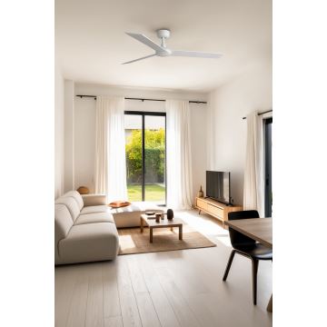 FARO 34297WP - Ventilateur de plafond RUDDER L blanc d. 132 cm SMART + télécommande