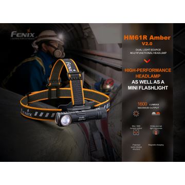 Fenix HM61RV20 - LED Oplaadbare hoofdlamp LED/USB IP68 1600 lm 300 h