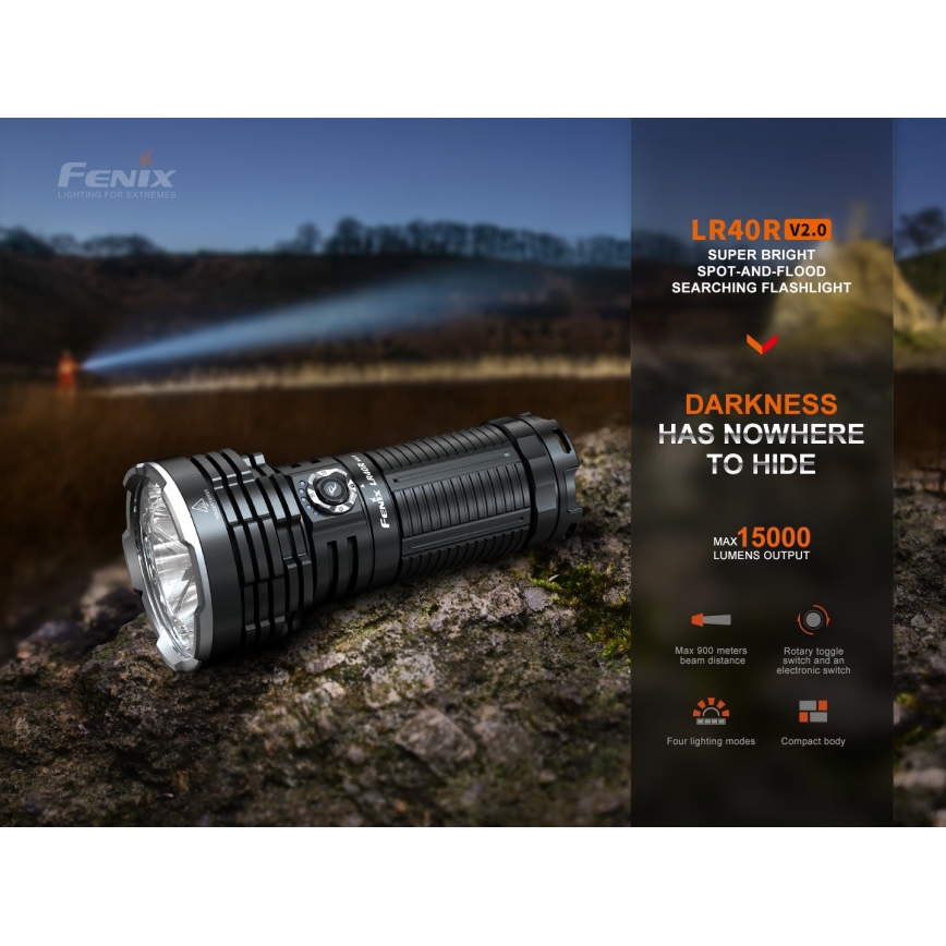 Fenix LR40RV20 - LED Oplaadbare zaklamp LED/USB IP68 15000 lm 177 h