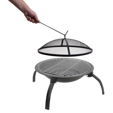 Feu de camp portable avec grille noir