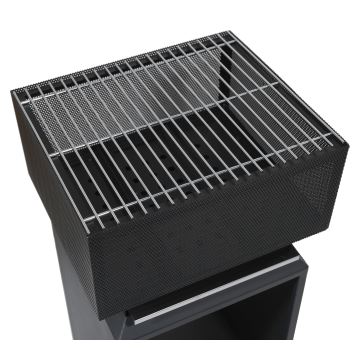 Feu de camp portable en bois avec grille noir