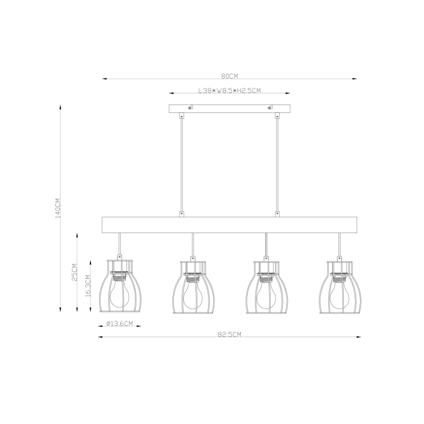 Globo - Hanglamp aan een koord 4xE27/40W/230V