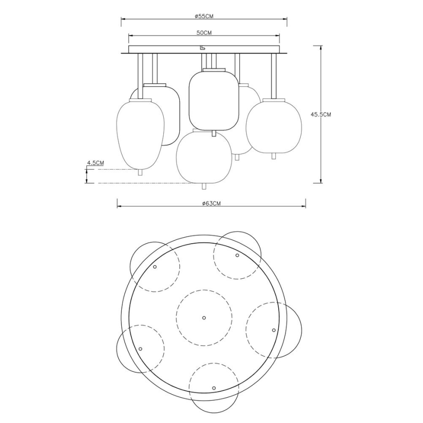 Globo - Lustre monté en surface 6xE14/40W/230V laiton